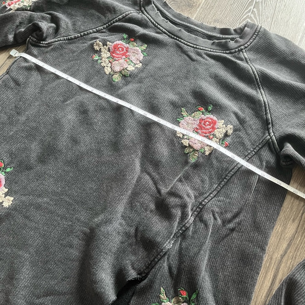 Lucky Brand Black Floral Embroidered Sweatshirt - Picture 13 of 14